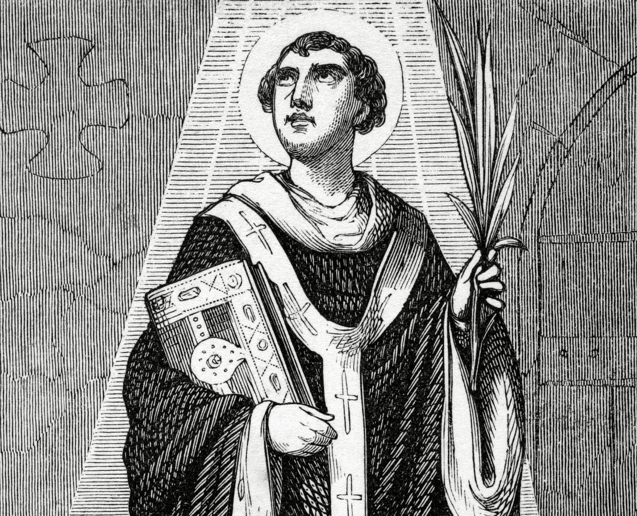 Saint Valentine, depicted in an 1853 engraving by Cibera. 