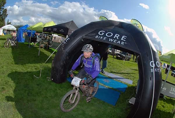A rider passes through the timing station.