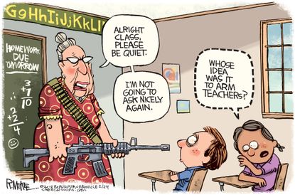 Political cartoon U.S. arming teachers gun violence