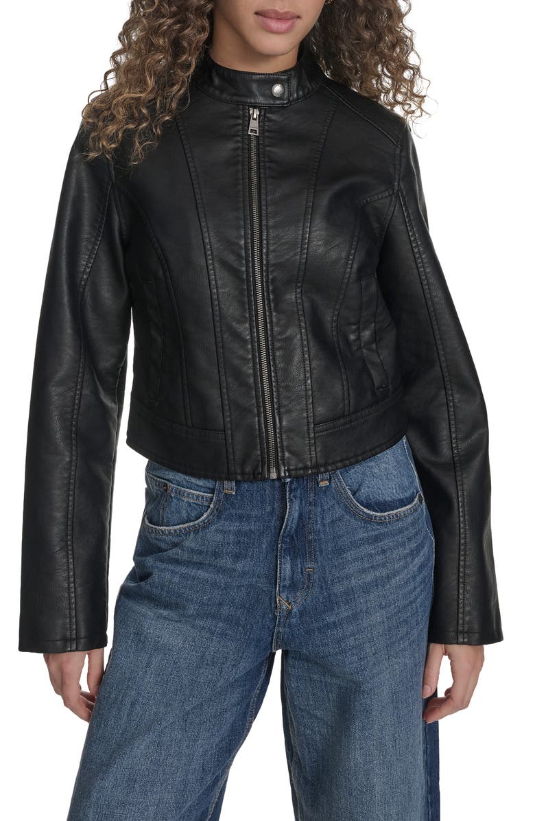 Faux Leather Racer Jacket
