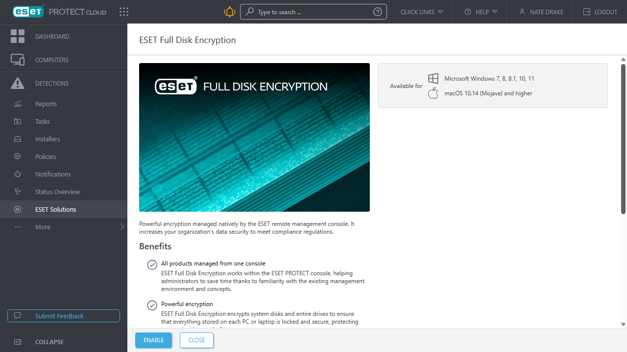 ESET PROTECT interface 2