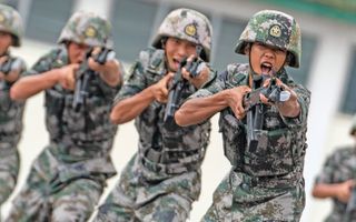 Chinese militants with guns. 