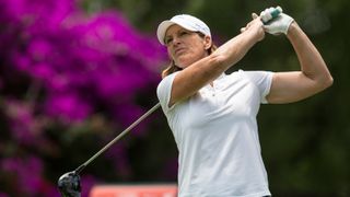 Juli Inkster of the United States plays her drive during the third round of the 2017 Citibanamex Lorena Ochoa Match Play