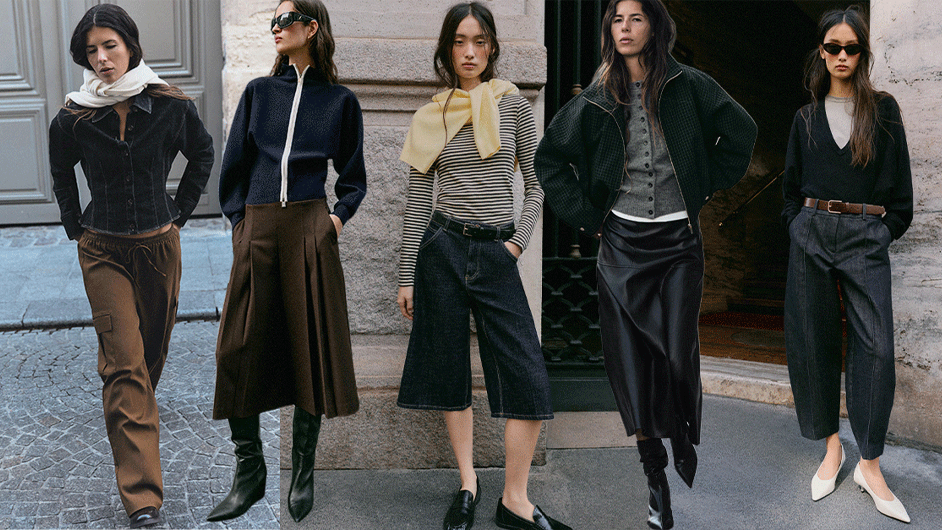 Pictured is a collage of models wear a variety of Zara outfits.