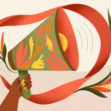 An abstract illustration of a megaphone illustrating what Davina McCall's perimenopause teaches us 