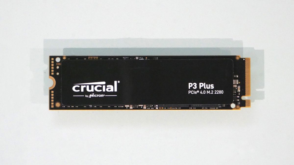 Crucial P3 Plus 2TB NVMe SSD on a white background