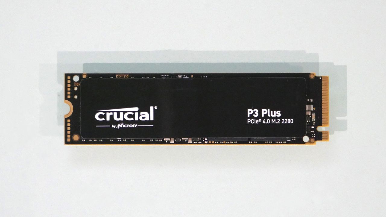 Crucial P3 Plus 2TB NVMe SSD on a white background