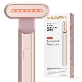 Solawave 4-In-1 Red Light Therapy Facial Wand | Anti-Aging Red Light Therapy for Face and Neck | Galvanic Microcurrent Gua Sha Facial Massager | Wrinkle Reduction | Solawave Original | Rose Gold