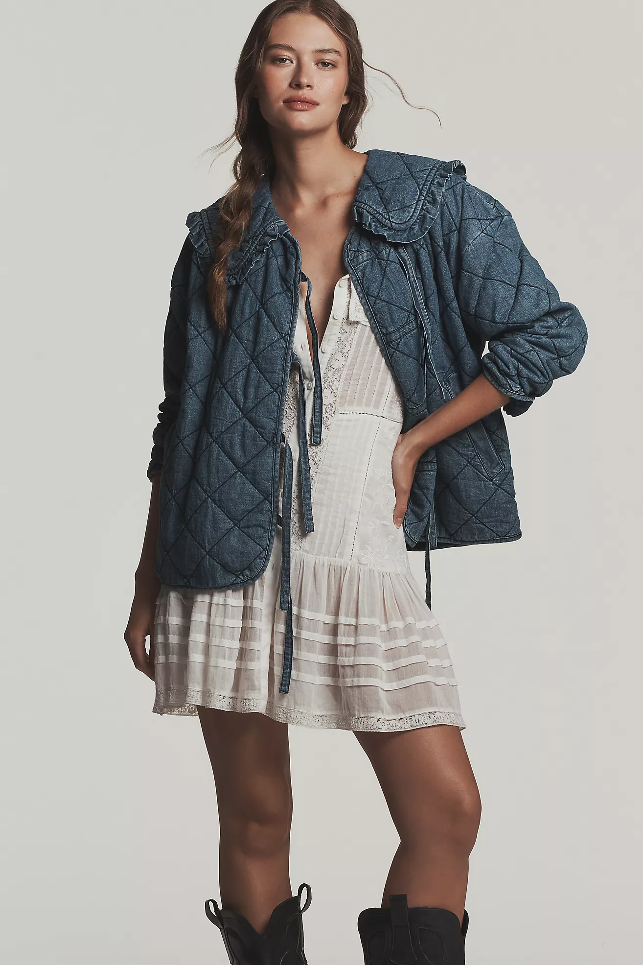 The Hazel Quilted Chambray Jacket by Maeve