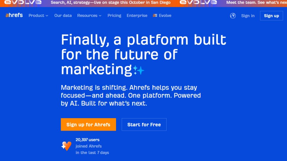 Website screenshot of Ahrefs (August, 2025)
