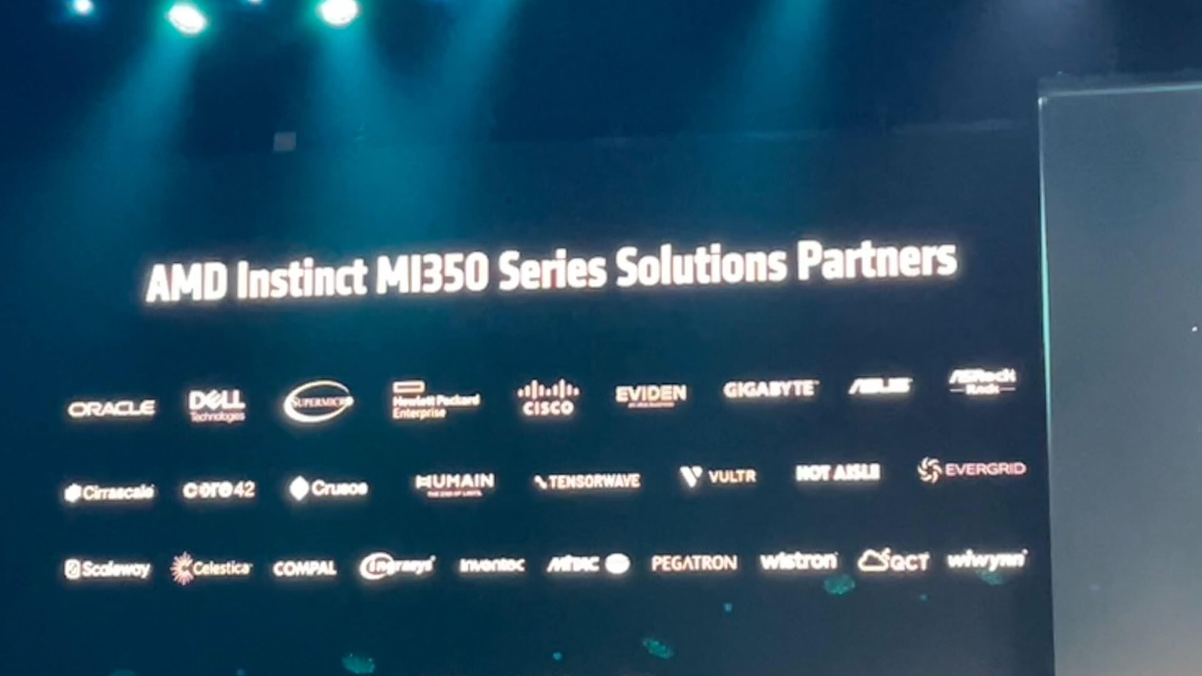 A list of AMD Instinct MI350 Series Solutions Partners. There are about 27.
