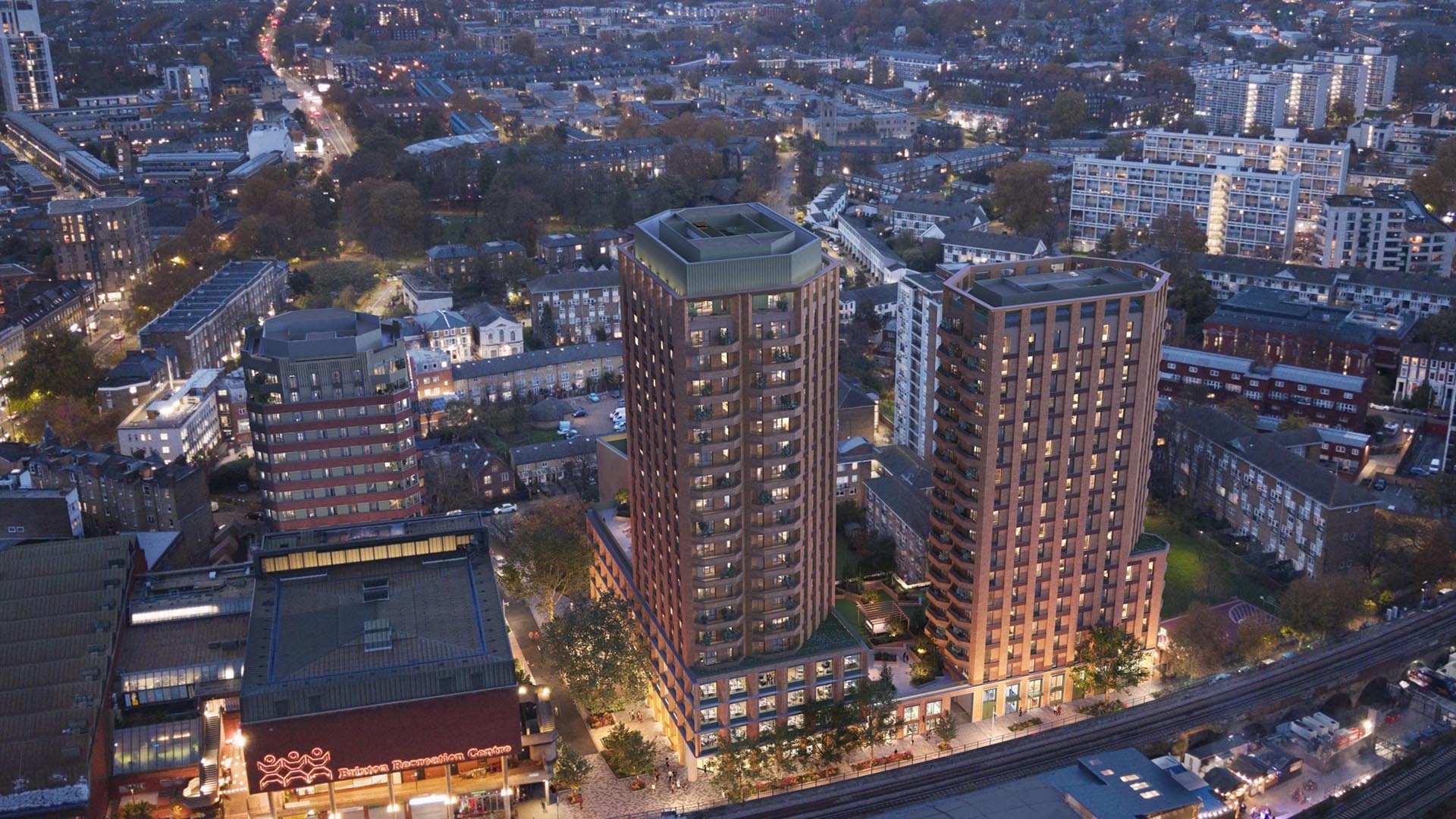 A rendered image of planned towers in Brixton.