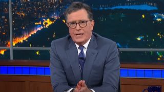 Stephen Colbert addresses the audience on The Late Show