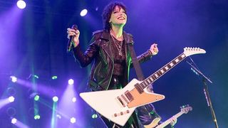 Lzzy Hale of Halestorm performing at the SSE Hydro in Glasgow, Scotland