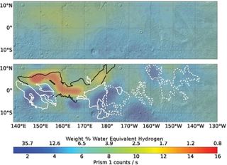 Researchers' reanalysis of 2002-2009 data from NASA's Mars Odyssey orbiter gave a clearer view of the hydrogen present around the planet's equator, suggesting that the element is contained within water ice.