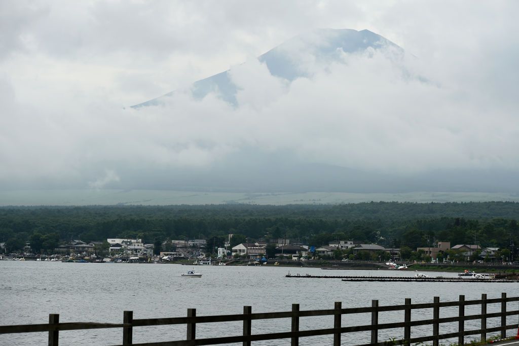 Mt. Fuji towers over the course
