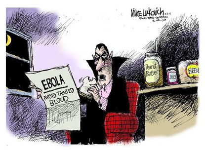 Editorial cartoon Ebola Dracula blood