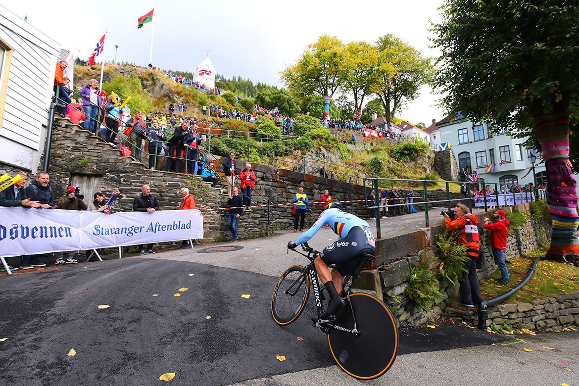 Fans watch the action on Mount Floyen