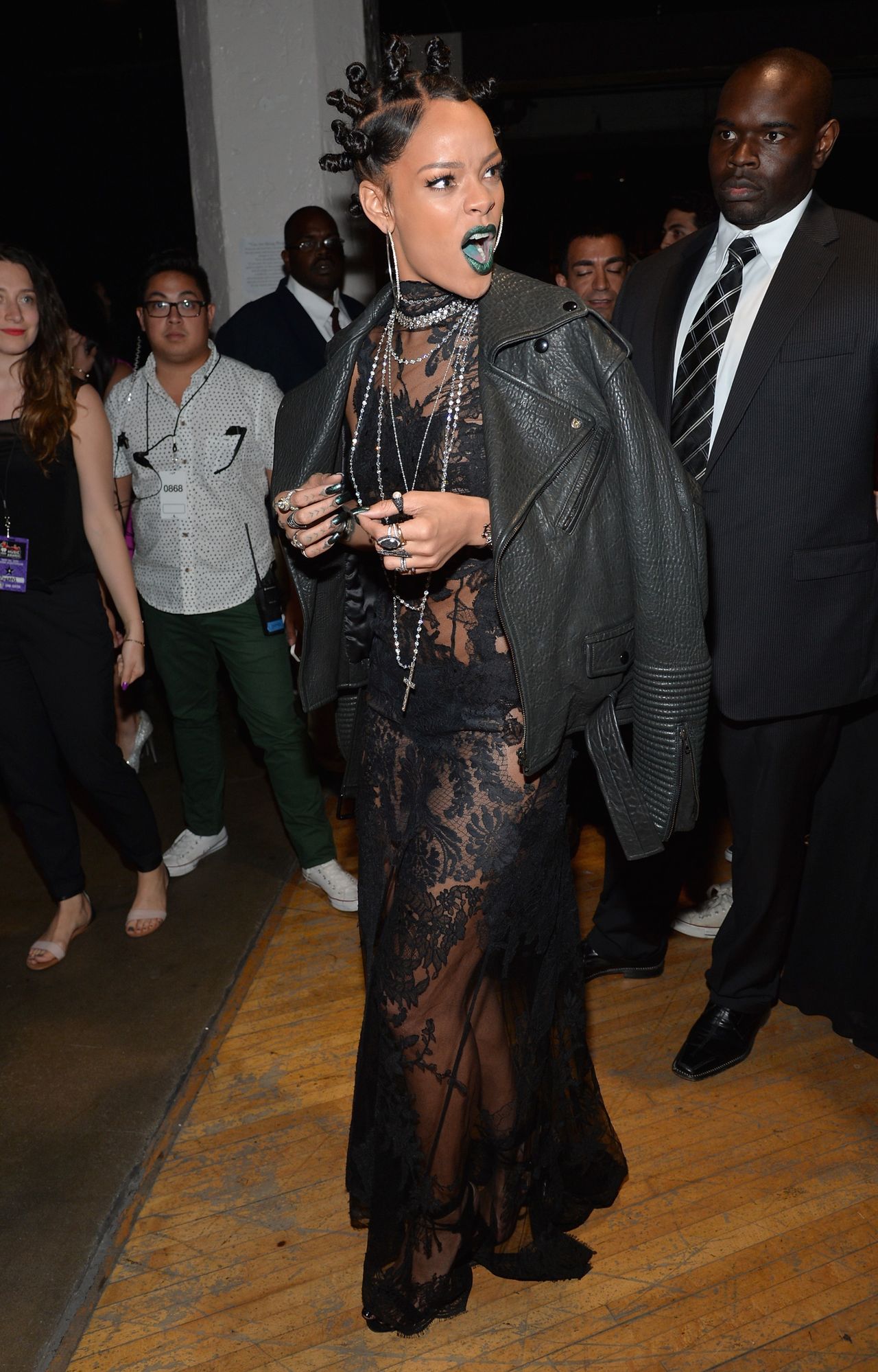LOS ANGELES, CA - MAY 01: iHEARTRADIO MUSIC AWARDS -- Pictured: Recording artist Rihanna attends the iHeartRadio Music Awards held at the Shrine Auditorium on May 1, 2014. (Photo by Alberto Rodriguez/NBCU Photo Bank/NBCUniversal via Getty Images)