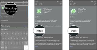 Tap WhatsApp, tap install, tap open after download