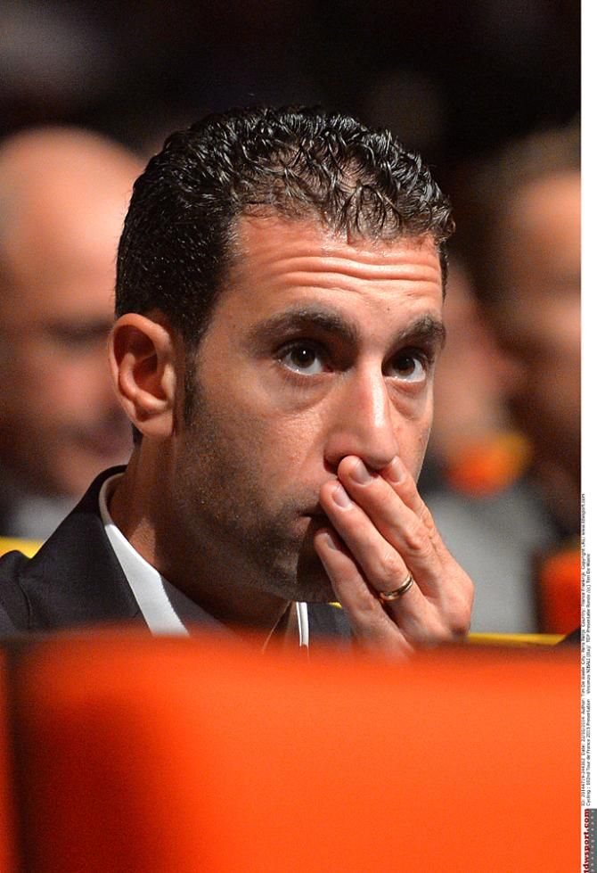 Vincenzo Nibali watches the 2015 Tour de France route being unveiled
