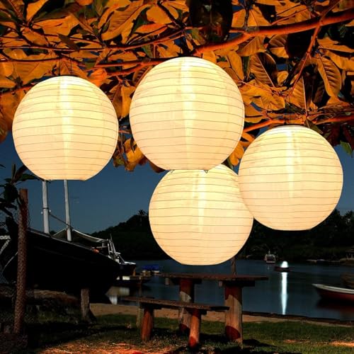 Bawoo Solar Lights Outdoor Garden,4 Pack 20cm Hanging Solar Lanterns,waterproof Ip65 Lights Ornaments Outdoor for Garden Pathway Patio,warmwhite