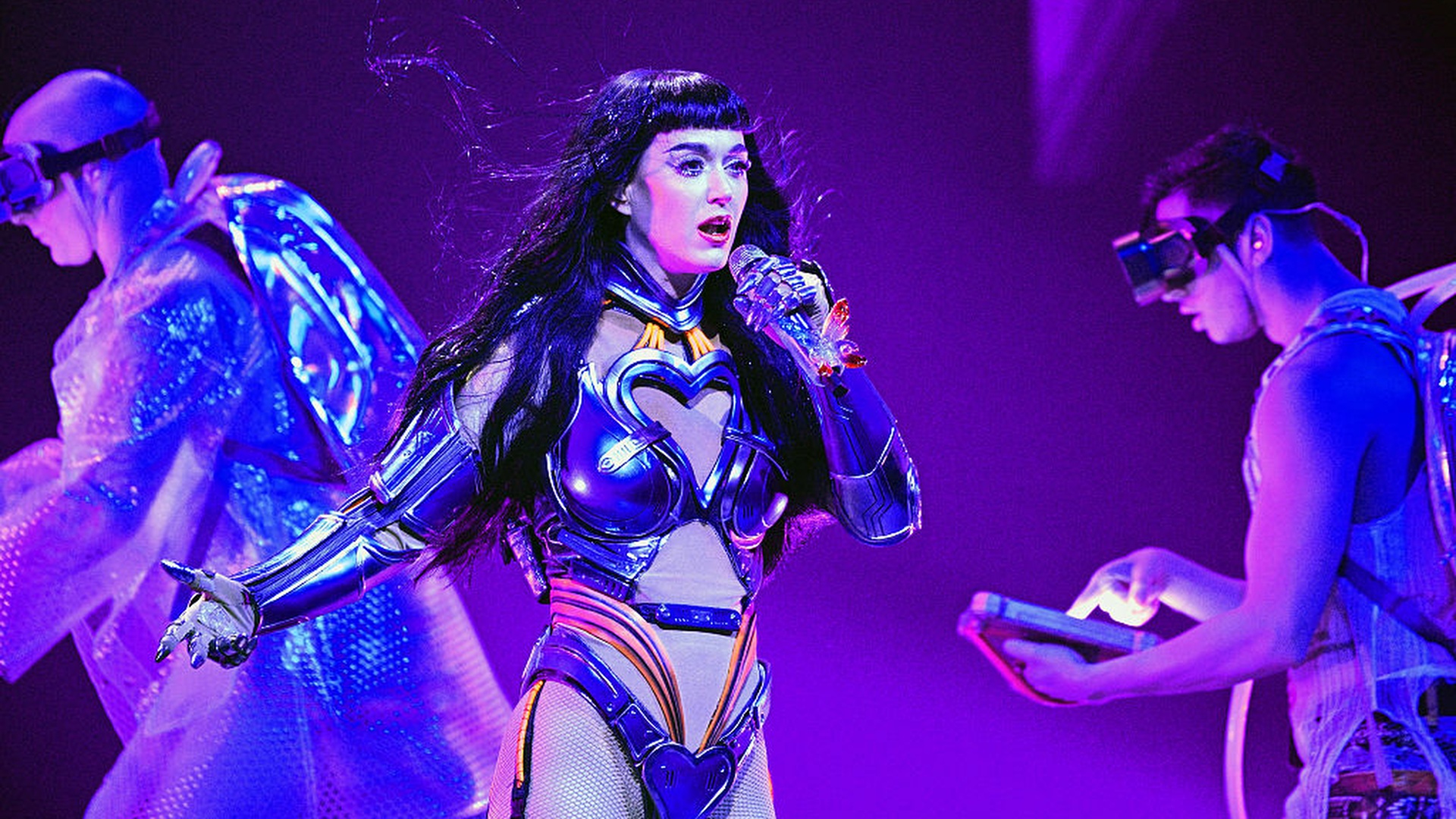 Katy Perry performs on stage during "The Lifetimes Tour" ahead of her performance at the 2026 FIFA World Cup opening ceremony