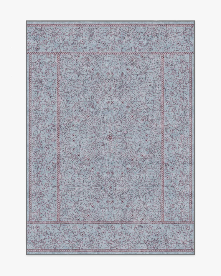 Morris &amp;amp; Co x Ruggable, Walthamstow Slate Blue &amp;amp; Burgundy Rug