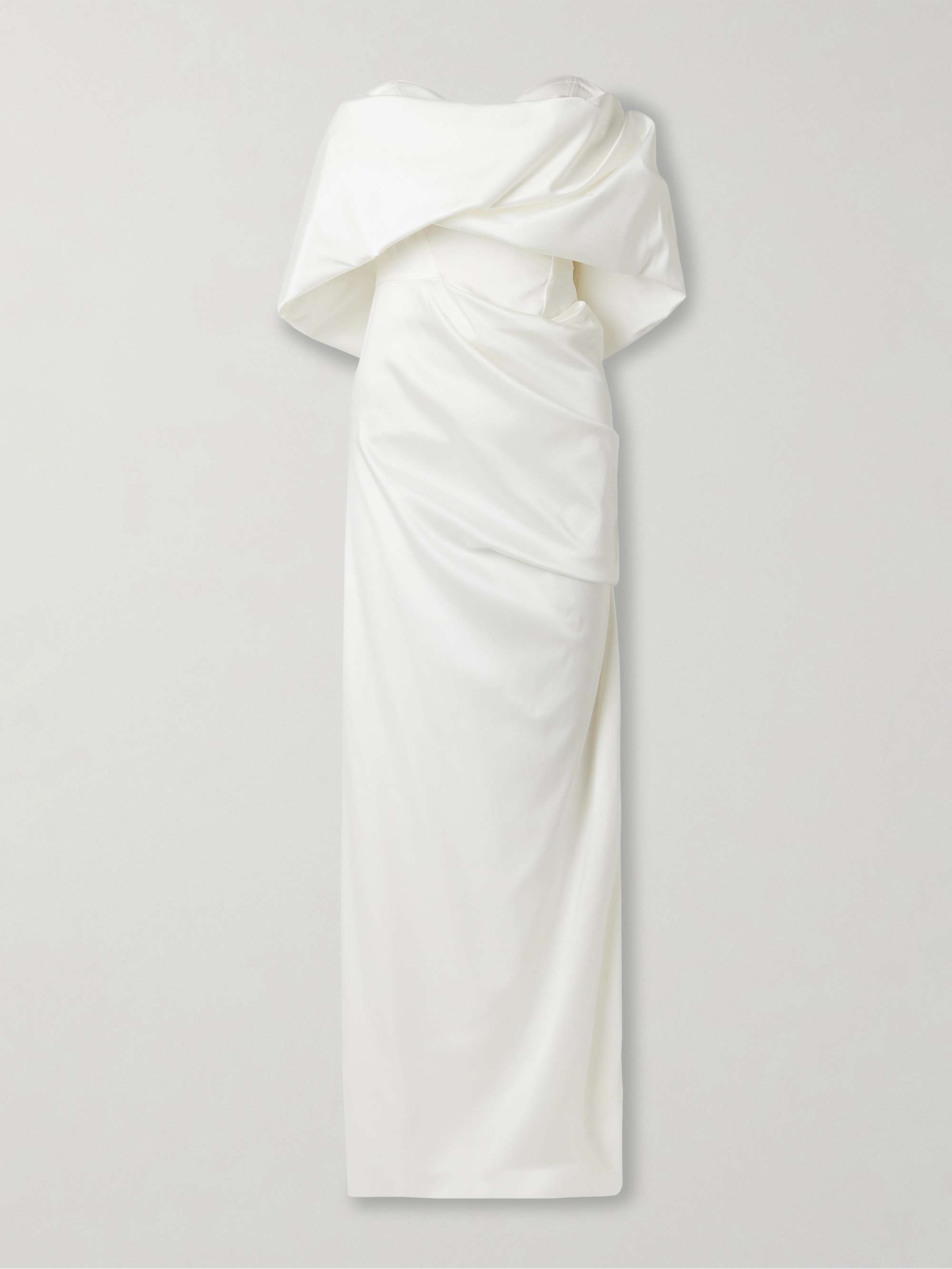 Sybyl Off-The-Shoulder Draped Satin Gown