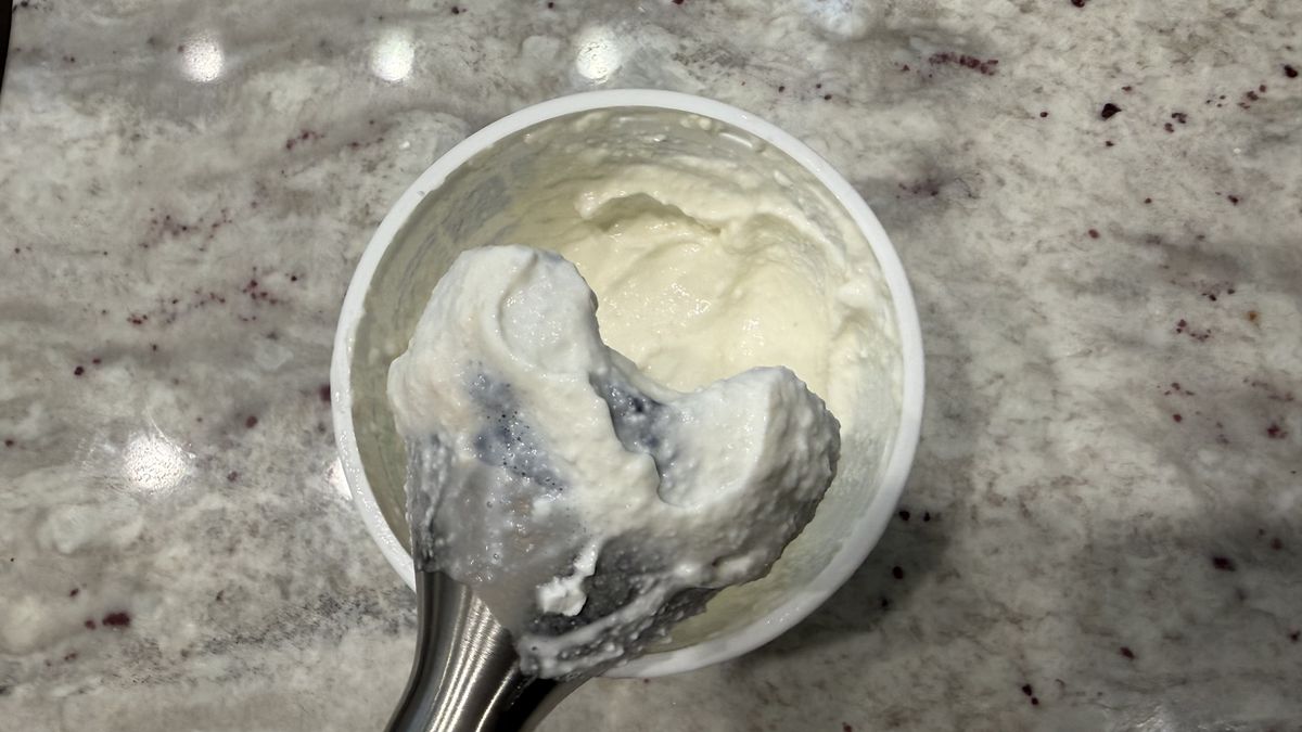 Ninja Power Duo Immersion Blender with Whisk, blended cottage cheese right in the container