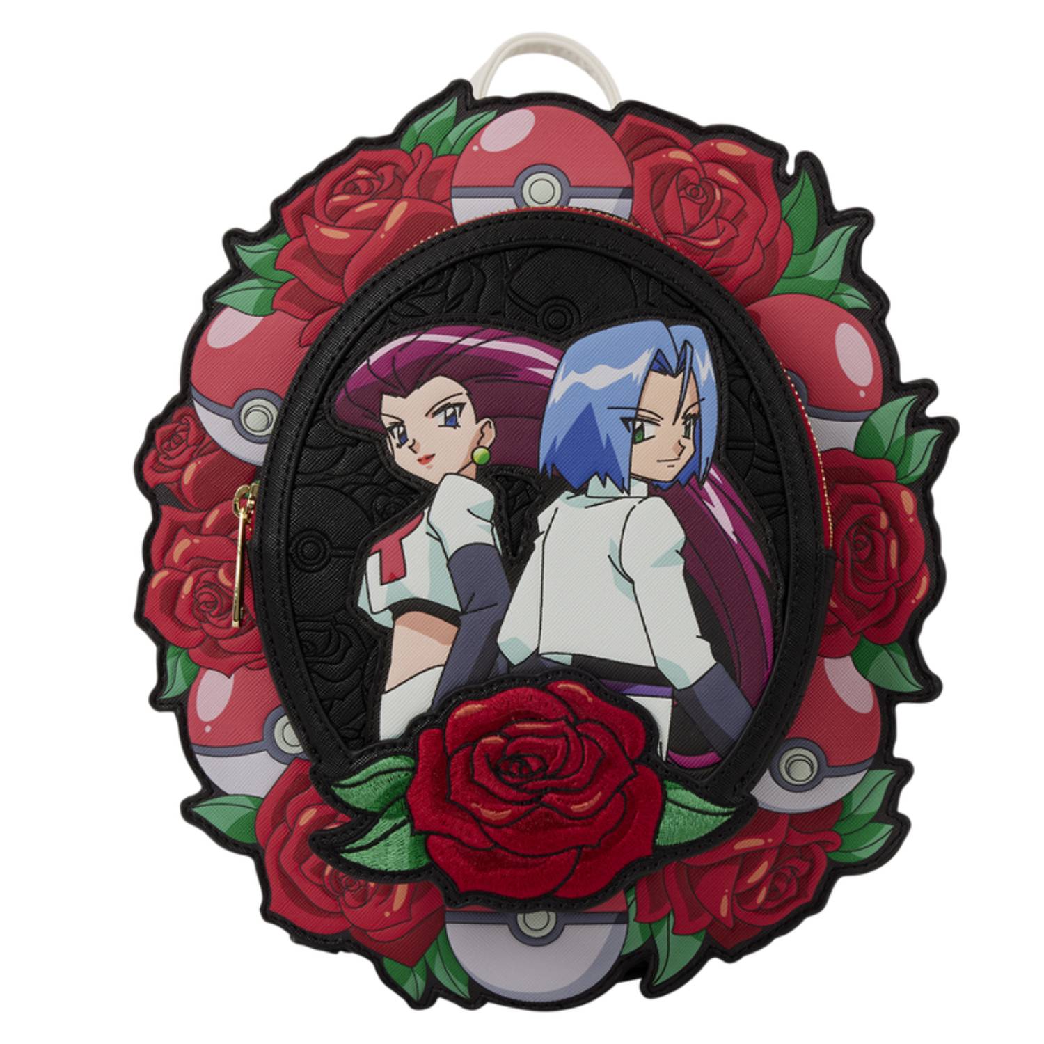 Official image of the SDCC Limited Edition Pok&amp;eacute;mon Team Rocket Cameo Mini Backpack with a white background.