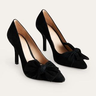 black bow fronted heels