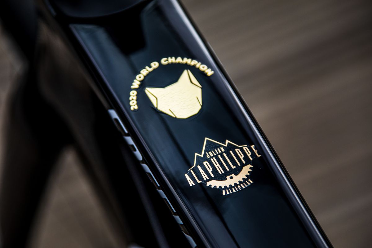 Reinforcement of his Imola achievement, atop the top tube