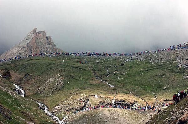 Clouds covered the top of Colle dell'Agnello.