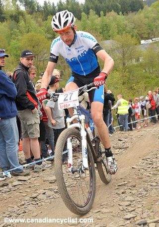 Oliver Beckingsale (Giant Mountain Bike Team) was have a great race until he blew up on the last lap.