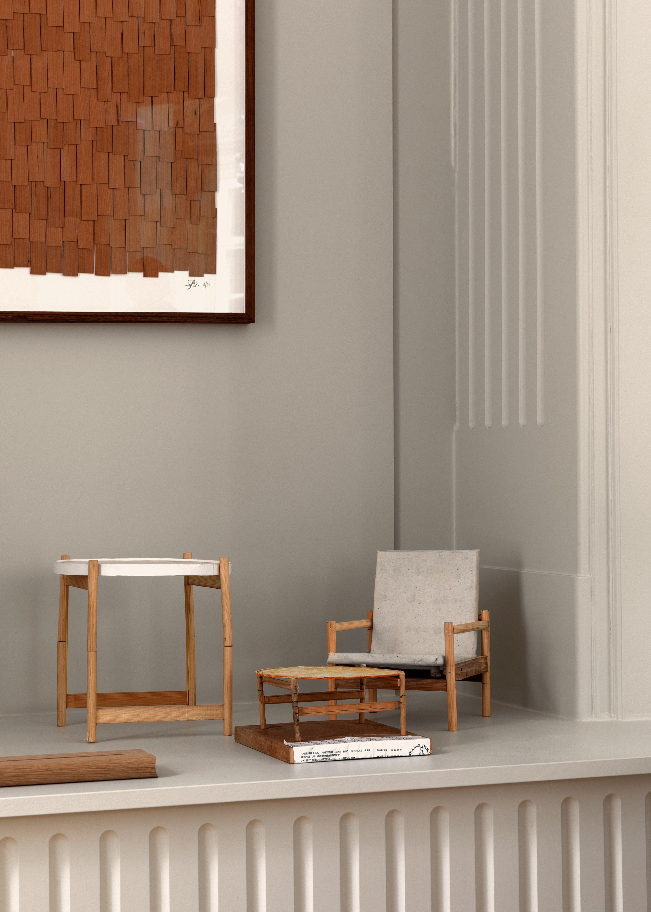 Miniature furniture at Hans Bølling exhibition