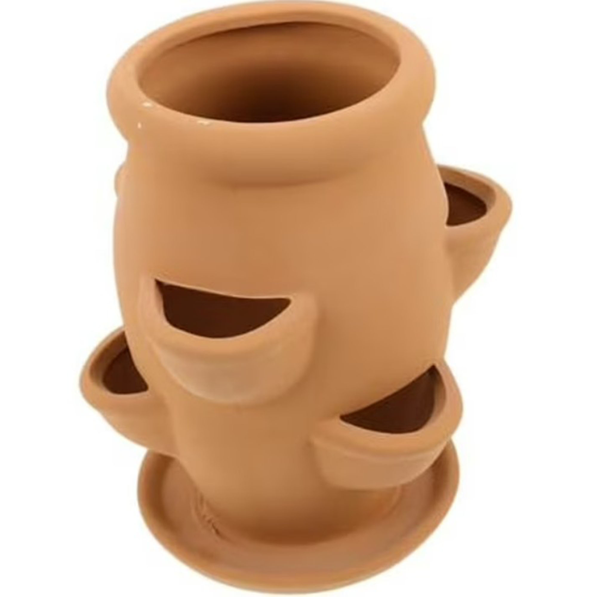 Terracotta Strawberry Planter with Multi Pockets - Lightweight Flower Pot for Succulents and Indoor Plants - Decorative Container for Home and Garden Use$$Garden & Patio