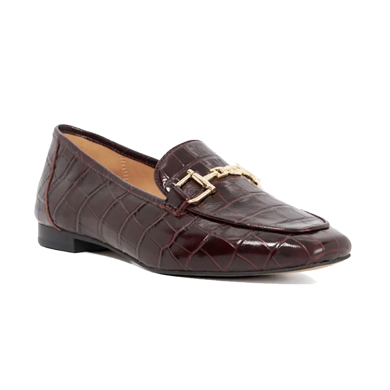 Dune London mock croc loafers, brown