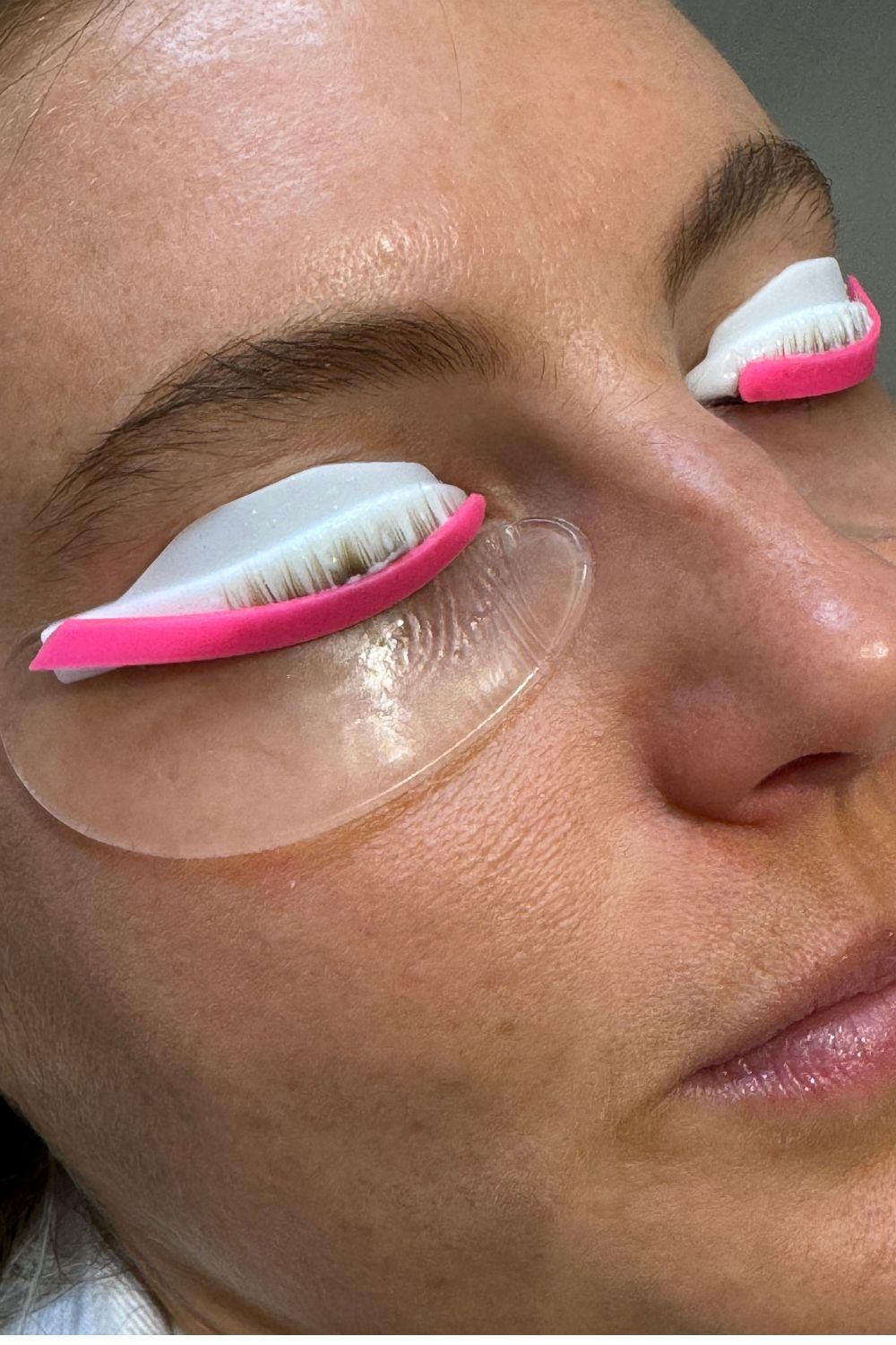 Katie Thomas having the Korean Lash Lift - step 2