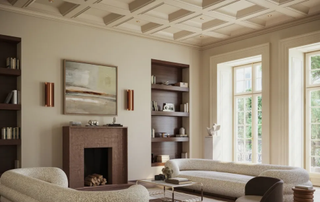 Living room with coffered ceiling