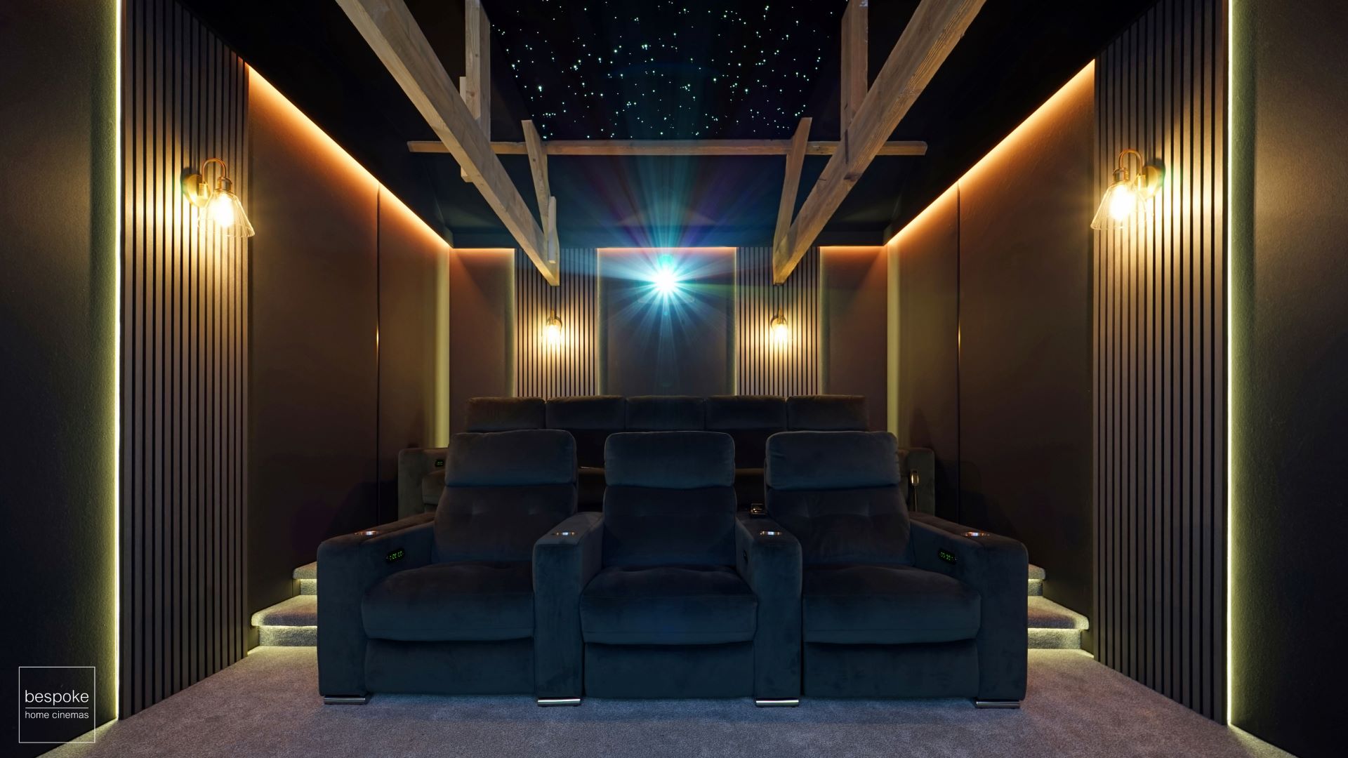 Home theater space showing comfortable seating