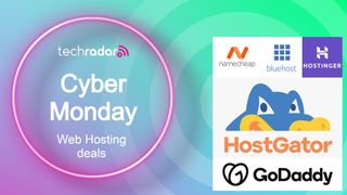 Cyber Monday text next to logos for web hosting providers
