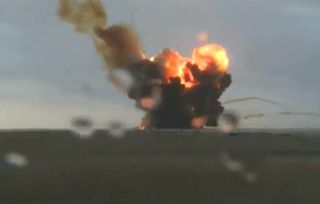 A massive explosion erupts after a Russian rocket crashes into the ground following a failed launch from Baikonur Cosmodrome in Kazakhstan on July 2, 2013 Local Time.