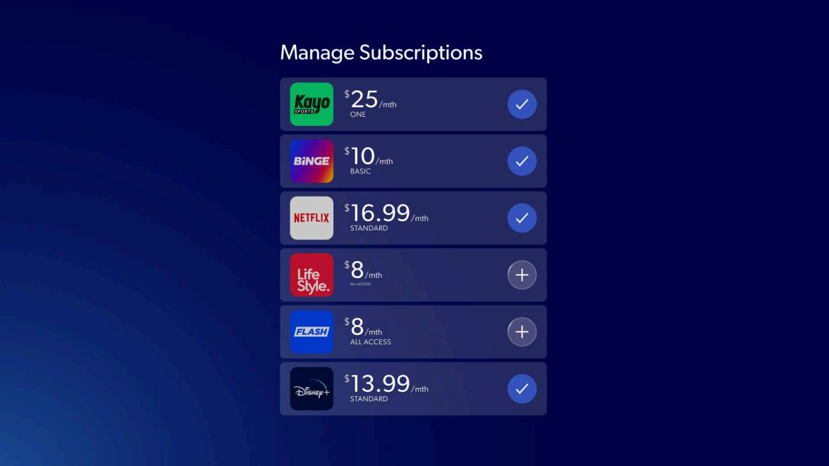 Hubbl app subscription screen