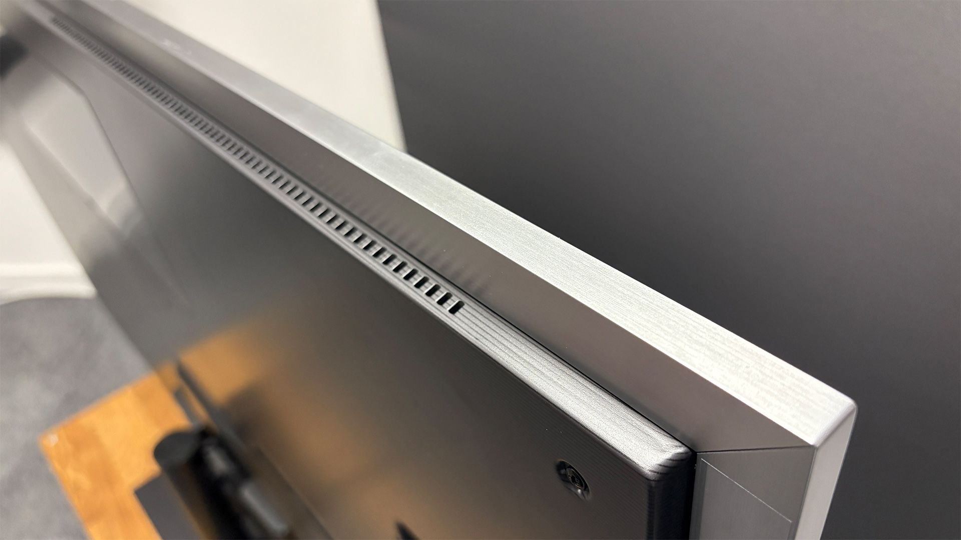 A close-up of the top edge of the 65-inch LG G5 OLED TV.