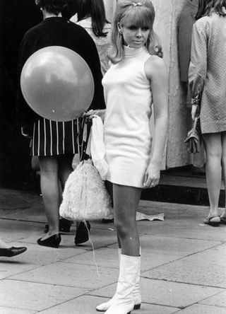 A young Chelsea woman wearing a mini dress in 'swinging' London. (