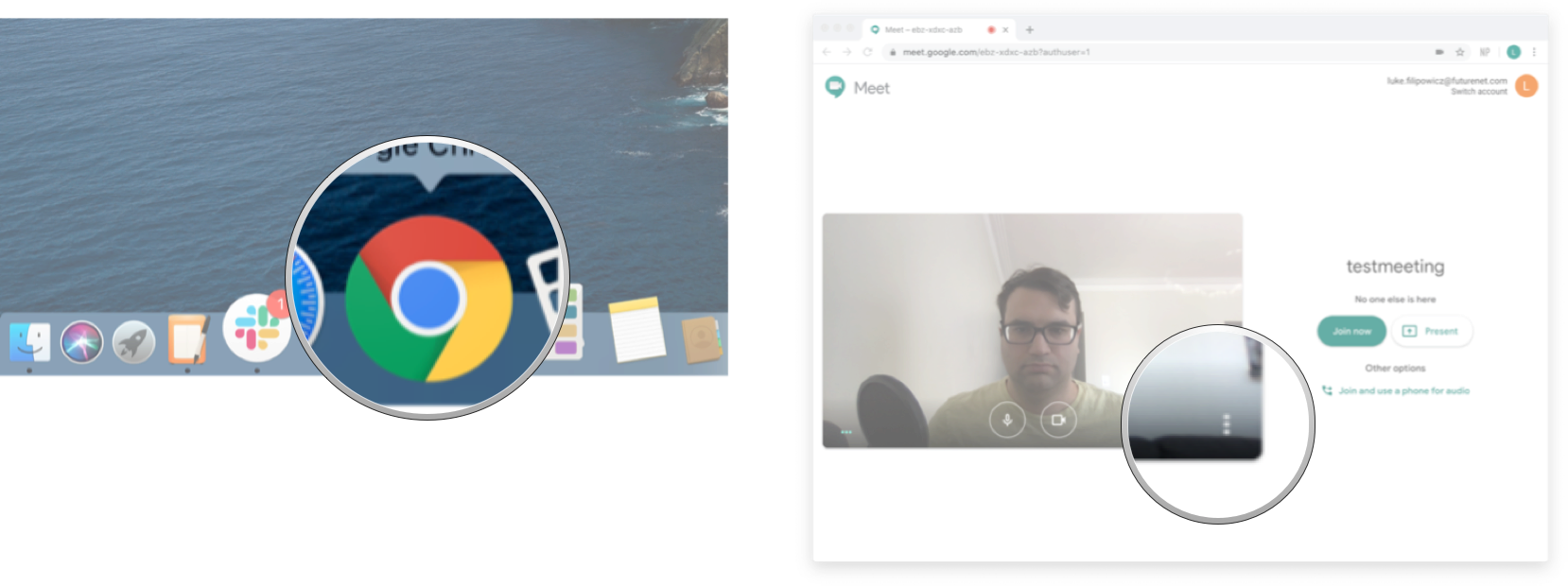 Using EpocCam on Google Meet: Launch the video software you want to use and go to the video settings.