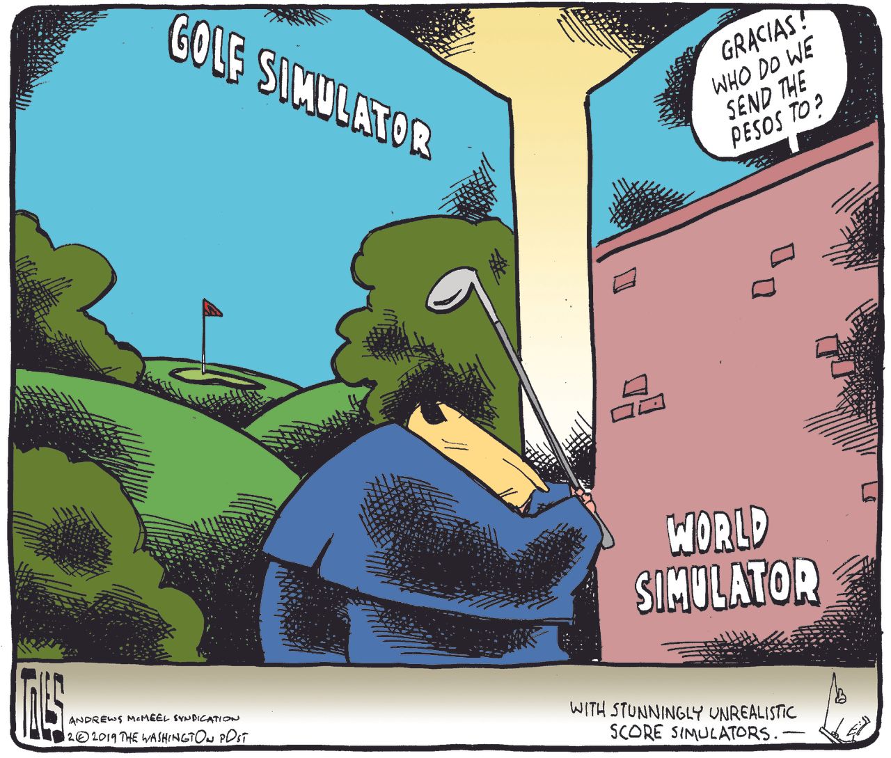 Political&amp;amp;nbsp;Cartoon&amp;amp;nbsp;U.S.&amp;amp;nbsp;Trump Golf Border Wall Mexico GOP Democrats