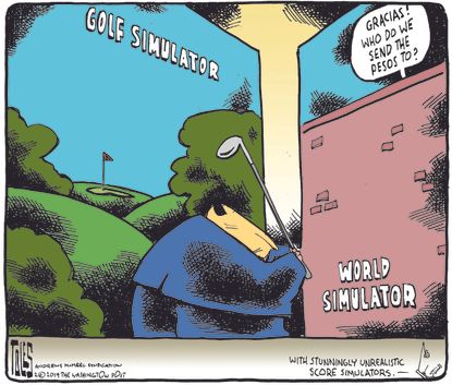 Political&nbsp;Cartoon&nbsp;U.S.&nbsp;Trump Golf Border Wall Mexico GOP Democrats