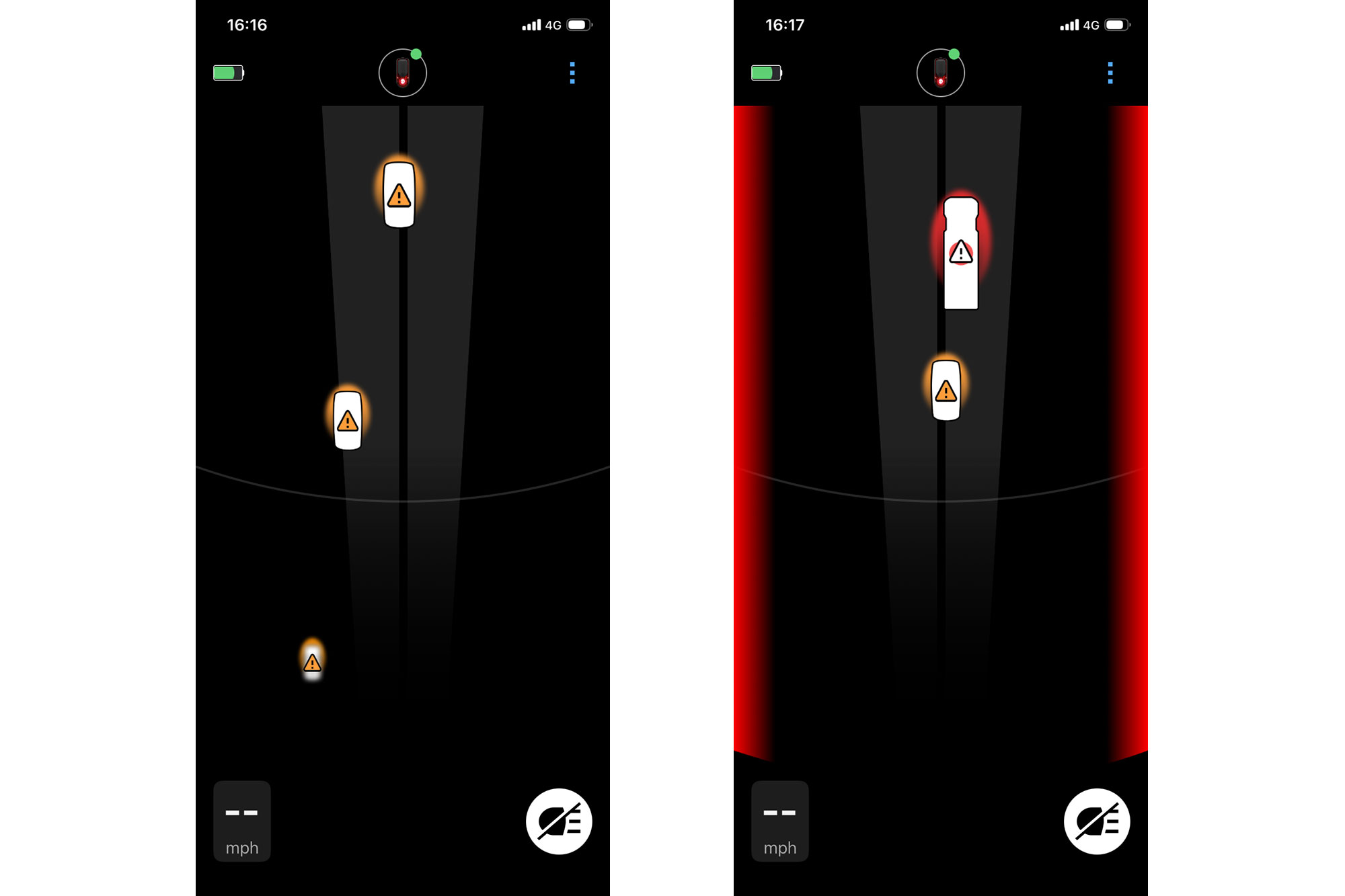 Garmin Varia App displaying vehicle type
